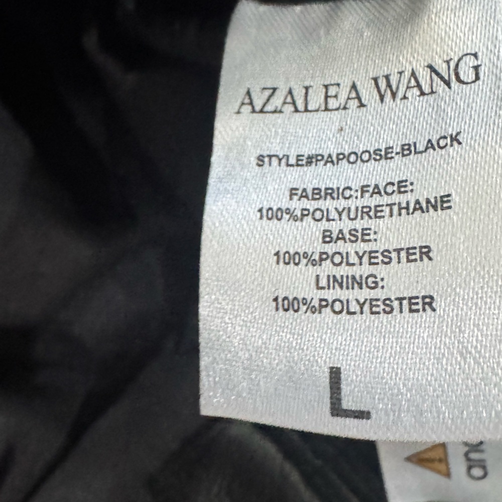 Azalea Wang Cropped Moto Jacket Black Faux Leather Belted Biker Size L NWT - Picture 6 of 7